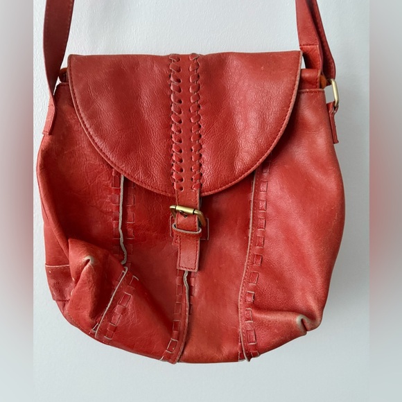 Latico Leather Orange Crossbody Satchel - Picture 2 of 7